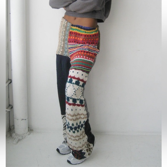 american recycled Pants - Colorful Patchwork RCYCLD Knit Pieced Pant from American Recycled Clothing